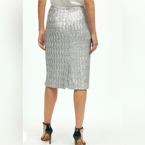 NEW Brooks Brothers Sequin Stretch Pencil Skirt Cocktail Party Size 12 - Picture 3 of 11